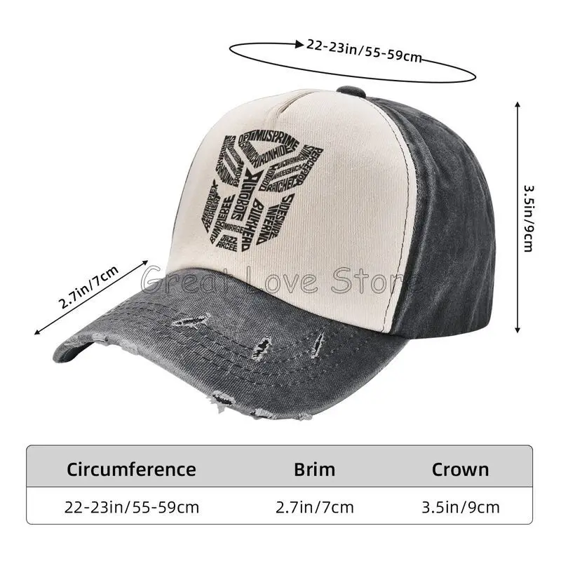 Branco transformador autobots filme impressão boné de beisebol vintage lavado algodão chapéus adultos cabido bonés retro viseira de sol snapback chapéu