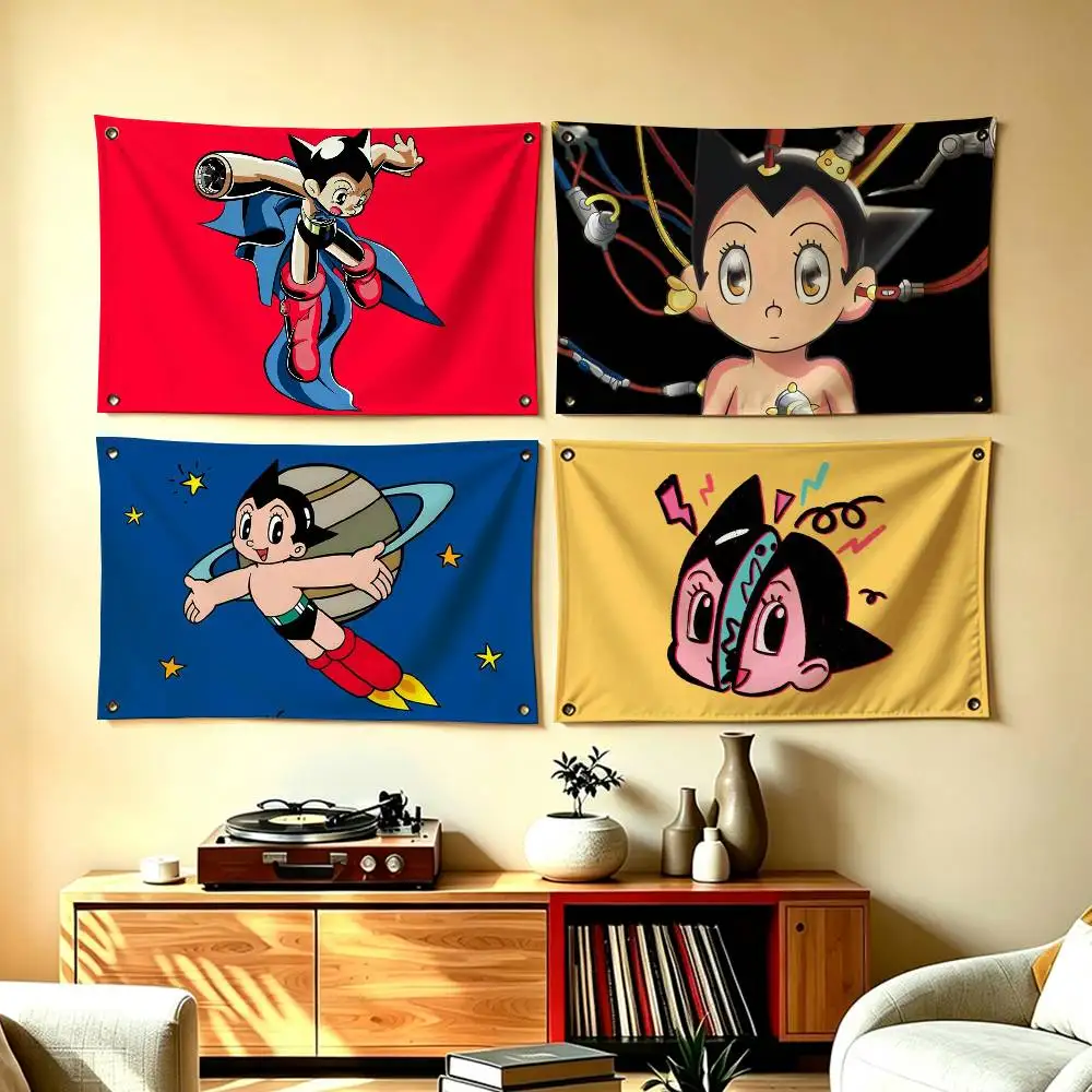 Japan Classic Anime Astro BoyS  Flags for Bedrooms Home Decor Items Outdoor Decors Garage Decoration Flaga