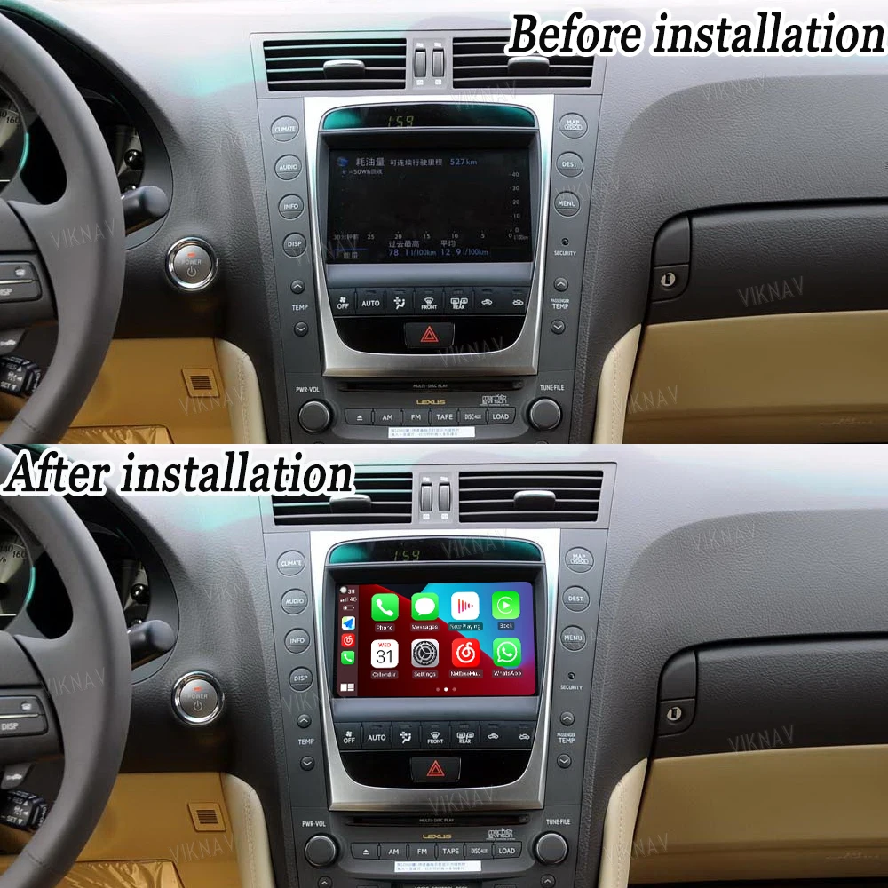 Viknav Linux System For Lexus GS 2009-2011 OEM Screen LVDS Decoder Interface Box Multimedia Android Auto Wireless Apple Carplay