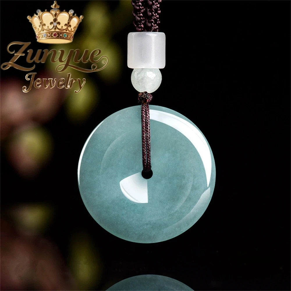 

Натуральный жадеит А-класса, синий, безопасность воды, простой кулон, нефритовый ледяной тип для безопасности, нефритовый кулон для пар, амулеты и талисманы