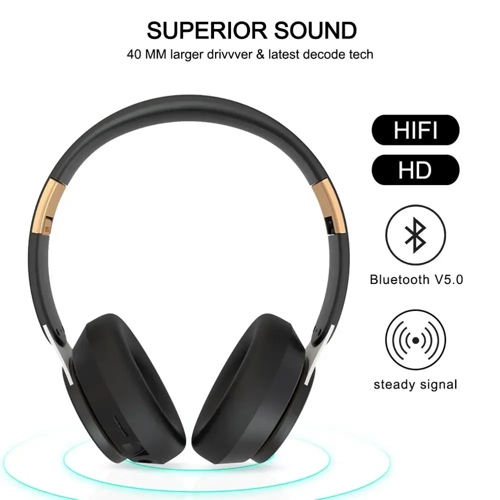 07S Wireless Headphones Foldable Adjustable Stereo Gaming Earphone Bluetooth+TF Play+3.5mm AUX 3 Modes HIFI Heavy Bass Headsets