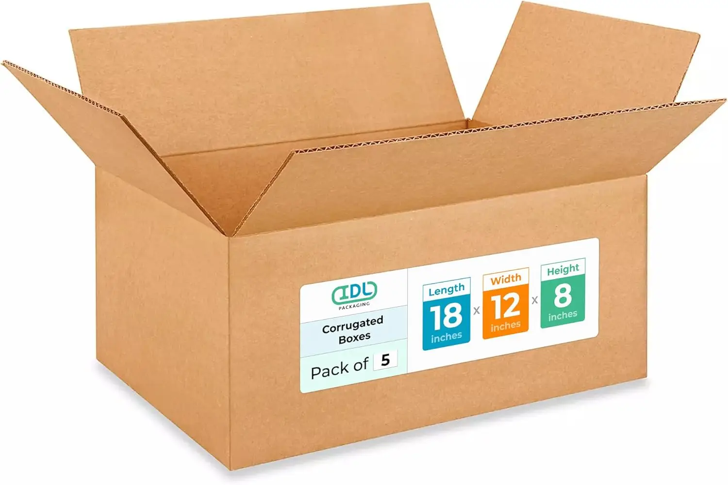 

Medium Moving Boxes 18x12x8 Inches (5-Pack) - Extra Strength 200 lb Kraft Corrugated Cardboard
