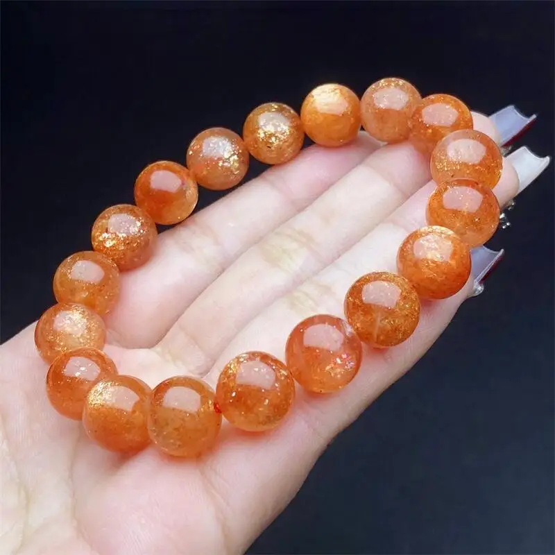 10MM Natural Gold Sunstone Quartz Bracelet Women Beautiful Colorful Crystal Energy Healing Fashion Gemstone Jewelry 1PCS