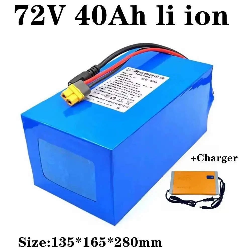 

72v 40Ah lithium ion battery BMS 20S li ion battery for 2000w 3500w 7000w scooter inverter go cart motorcycle +5A charger