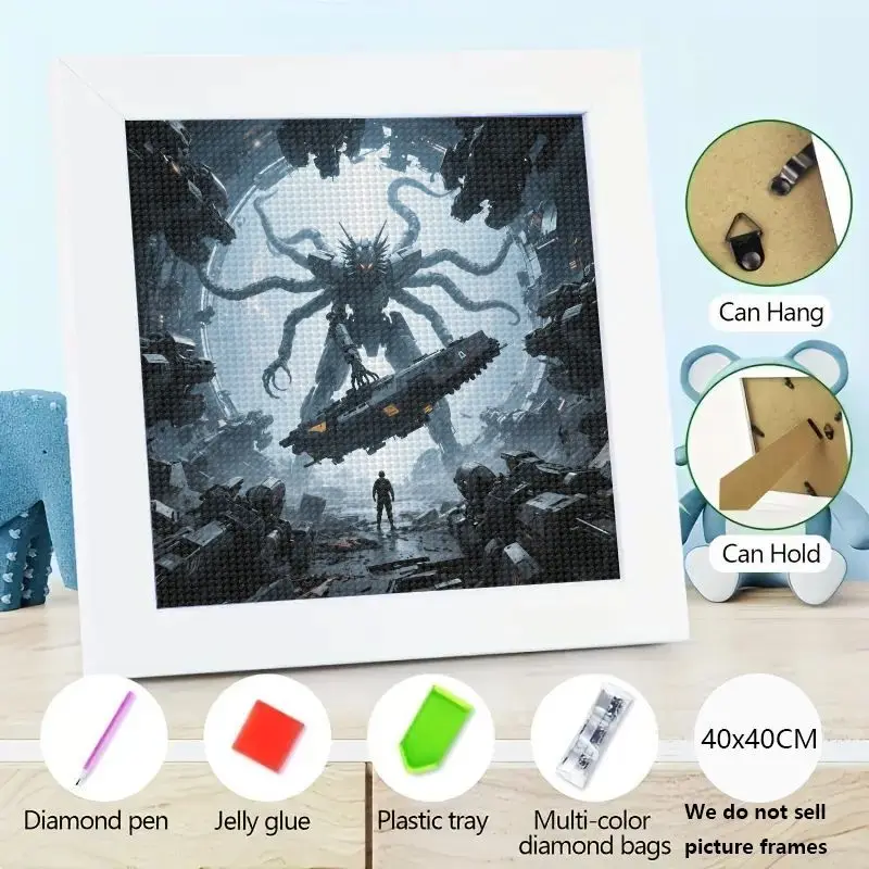 

1 шт. 5D DIY комплект алмазной живописи, Epic Sci-Fi Mech Monster и Lone Warrior Confrontation, полная дрель, вышивка стразами для дома