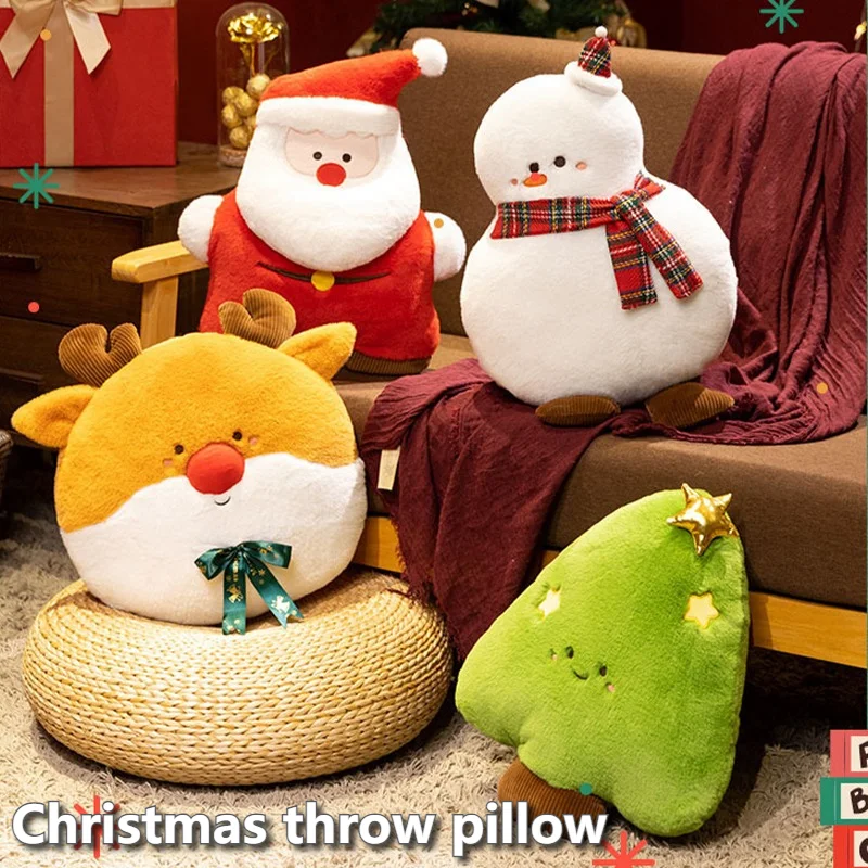 

2026 Christmas Santa Plush Throw Pillow Adorable Soft Christmas Tree Cushion for Sofa Bed Office Festive Decor New Year Gift