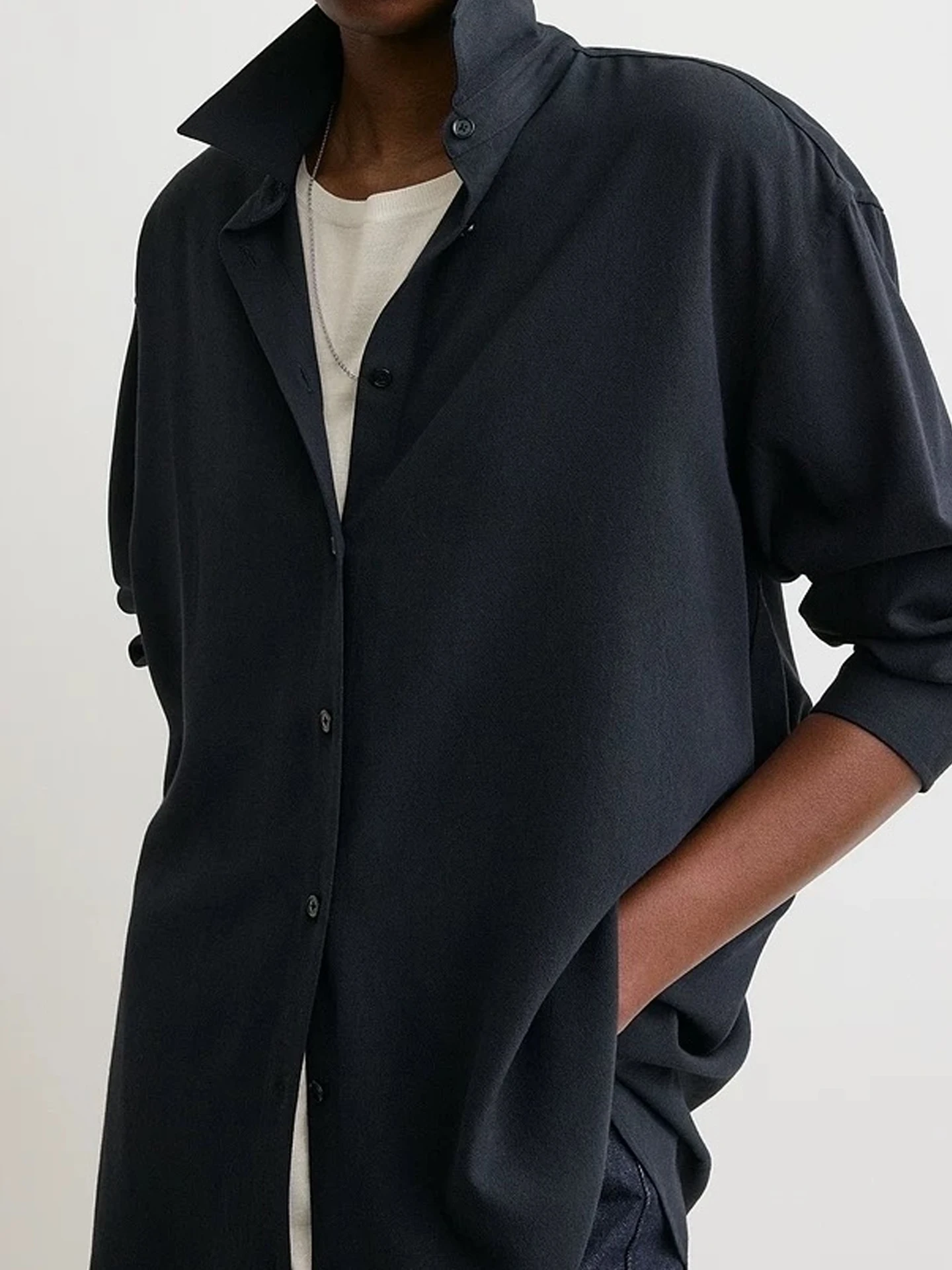 

Drop Shoulder Shirt 2025 Autumn And Winter New High Quality Simple Lapel Single Breasted Top For Women