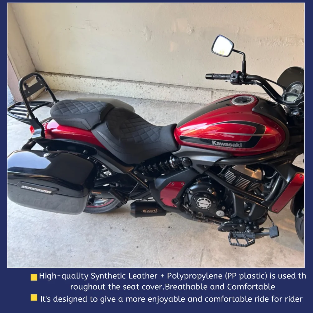 For Kawasaki Vulcan S 650 2015-2026 2025 2024 2023 S650 EN650 VN650 Rear Seat Cushion Motorcycle Passenger Seat Pad Accessories