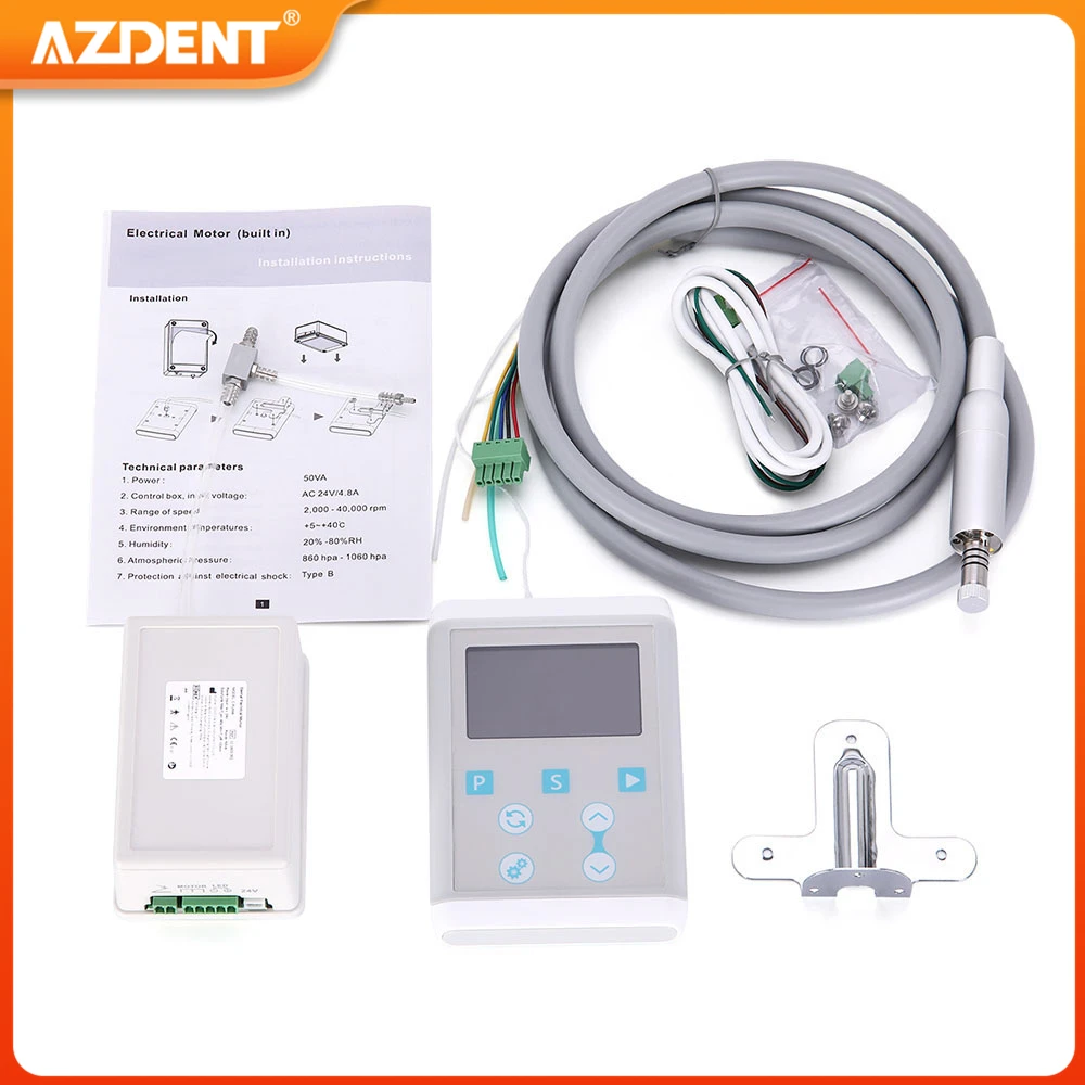 Dental Micro Electric Motor Brushless AZDENT Built-in LED Light LCD Screen 7 Program Speed Adjusted fit for Dental Handpiece