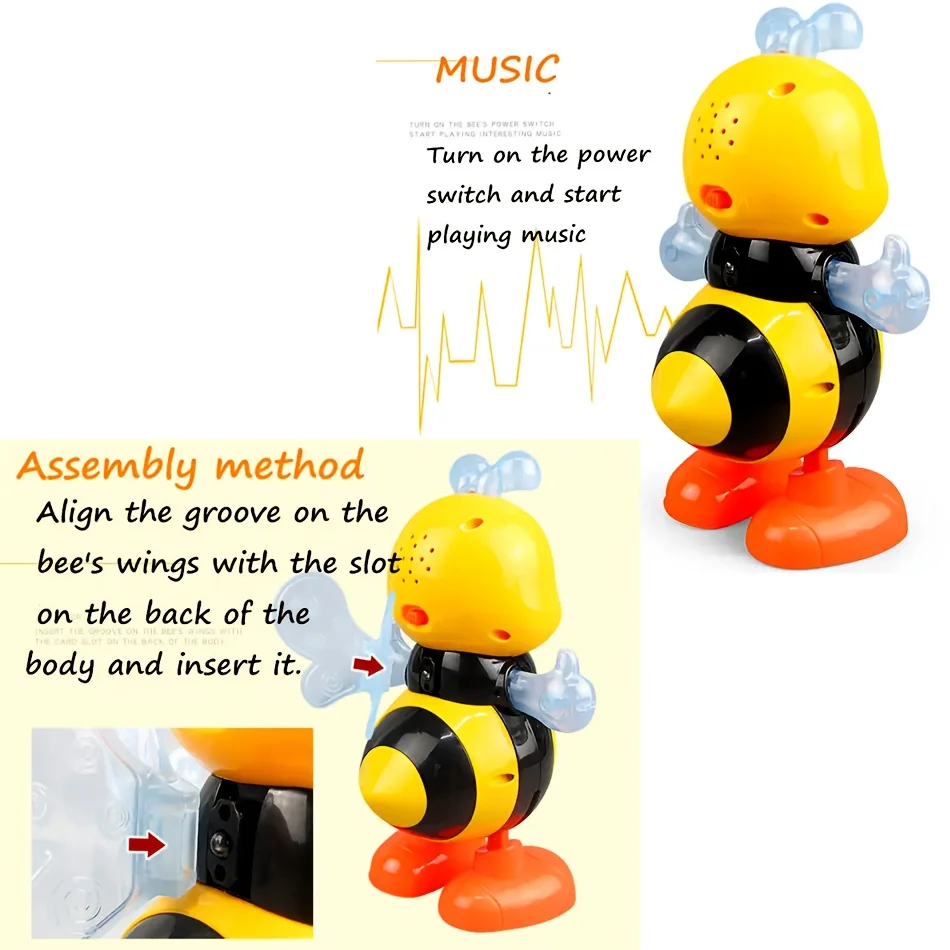 Kinderspielzeug, Kleinkindspielzeug, tanzendes Bienenspielzeug, wackeliges Bienenspielzeug mit Lichtern und Musik, lustiges Spielzeug für Kleinkinder ab 2 Jahren