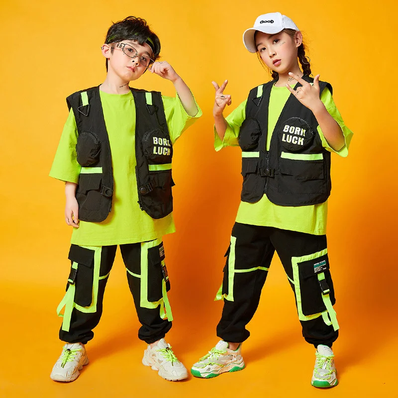 

Children's catwalk clothes, hip-hop suits, boys' hip-hop, loose summer, girls' jazz dance clothes, fashion trend