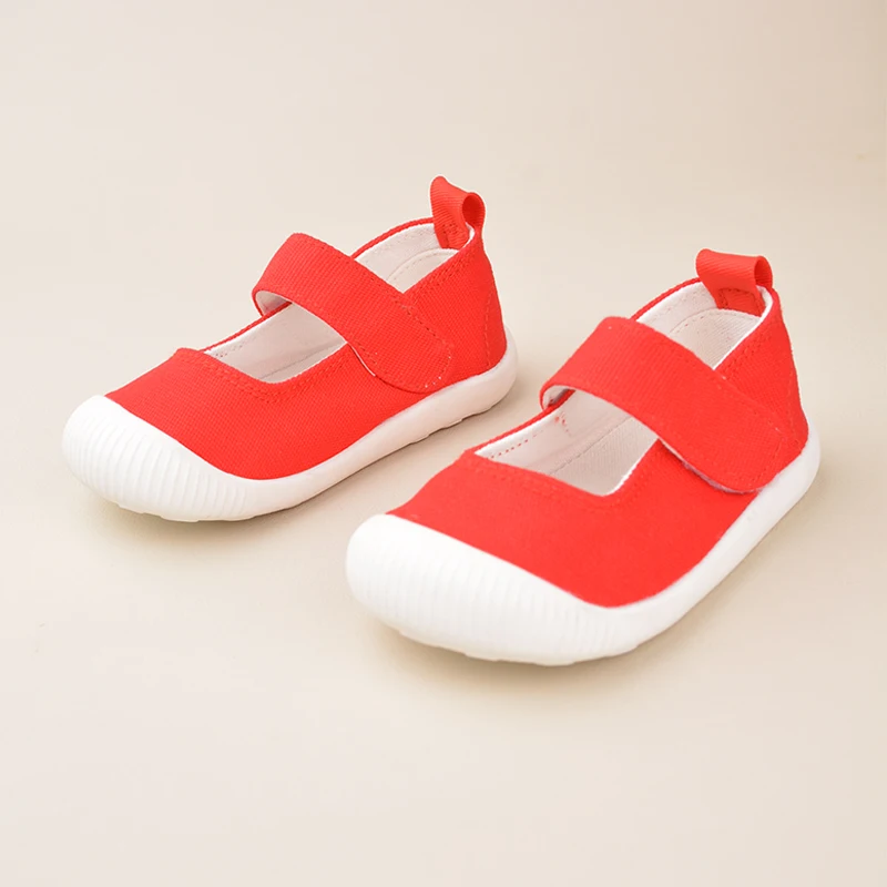 Little Girls Spring Outdoor Fashion Red Canvas  Comfortable Low Top Casual Sports Sneakers Toddler First Walking Shoes EW8265