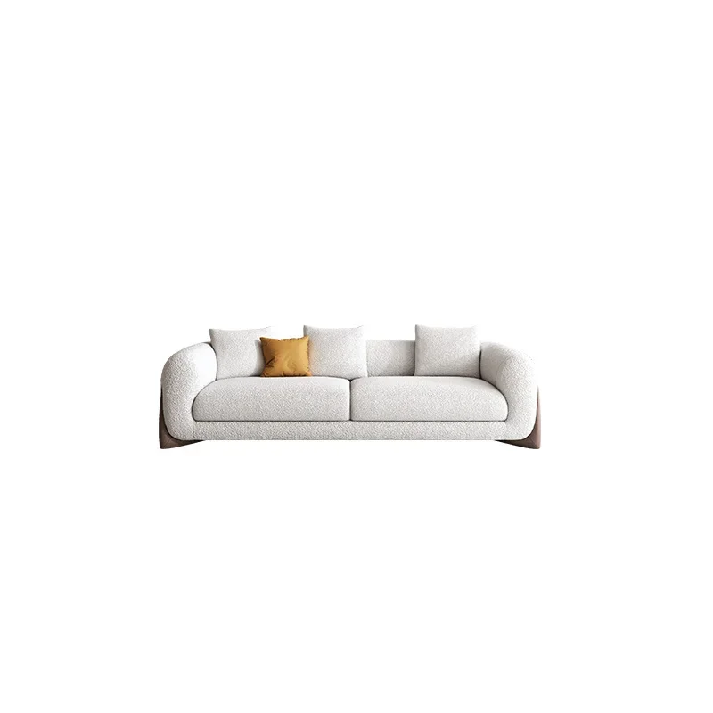 

Fabric Italian Minimalist Small Living Room Modern Minimalist Latex Solid Wood Cream Style Lamb'S Wool Sofa