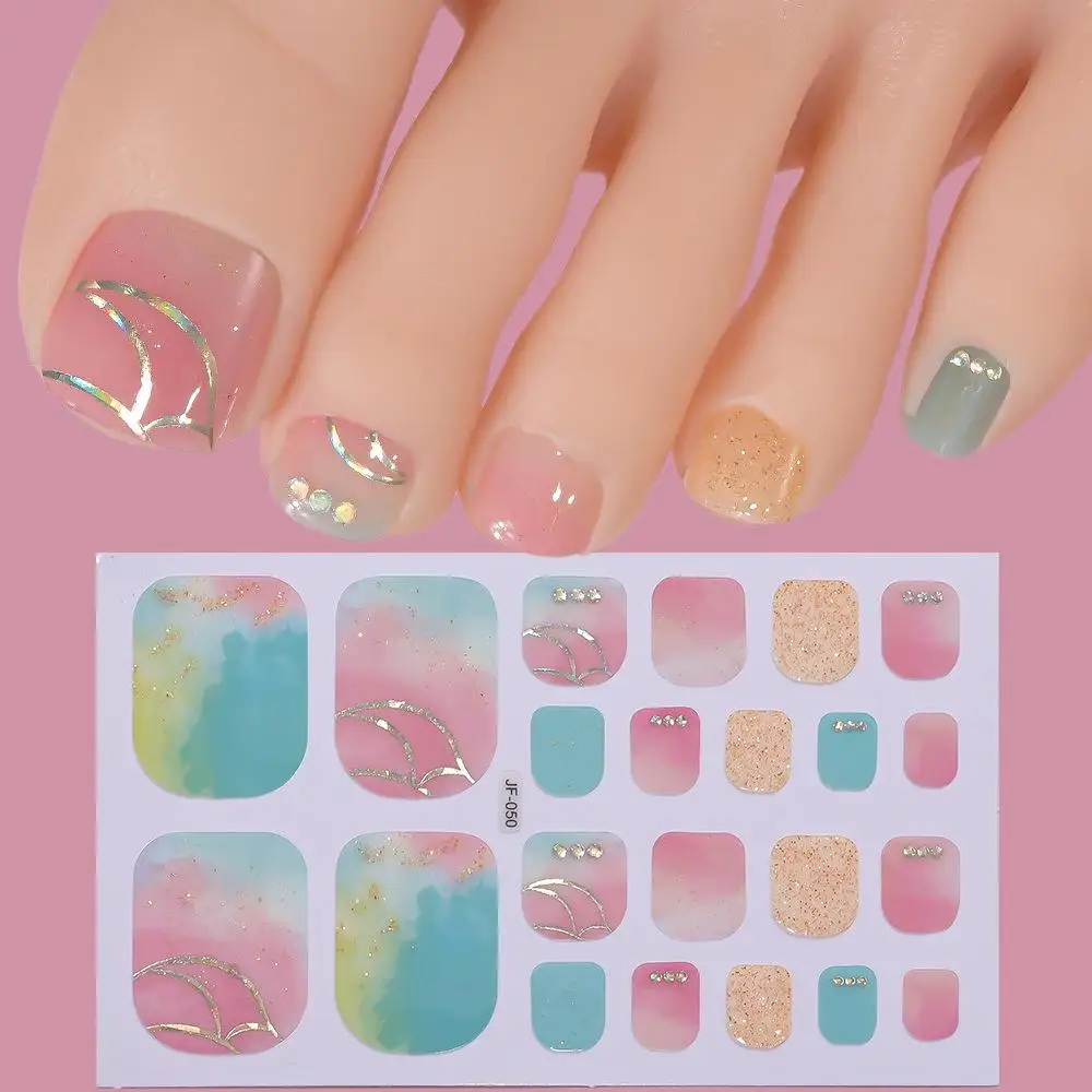 جديد 22 نصائح بريق لامع الخبز الحرة تو مسمار ملصقا غطاء كامل الذهب احباط مقاوم للماء القدم ملصق مانيكير الفن DIY بها بنفسك الديكور #5