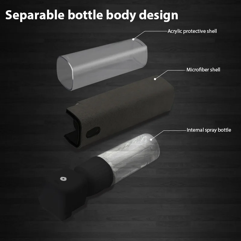 زجاجة رذاذ منظف الشاشة متعددة الوظائف لإزالة بصمات الأصابع، رذاذ تنظيف محمول للهواتف المحمولة والكمبيوتر اللوحي
