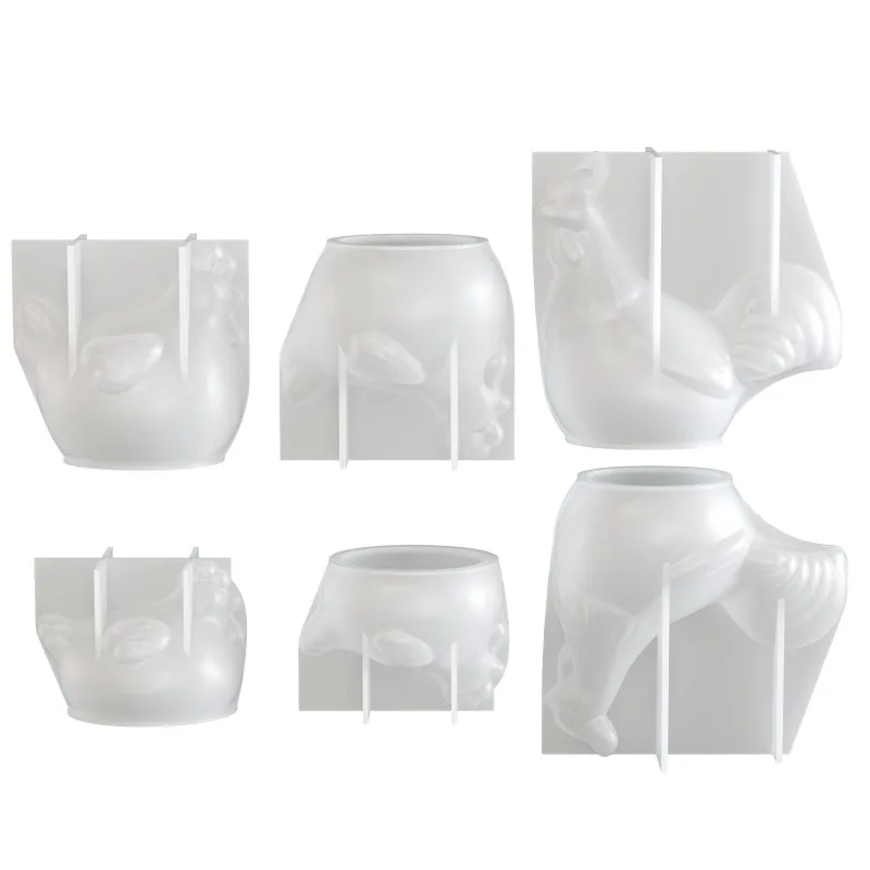 Immagine 6: Stampo in silicone 3D a forma di gallina e gallo a tema pasquale, realizzato in resina epossidica, utilizzabile per gioielli, ornamenti e portacandele per la casa