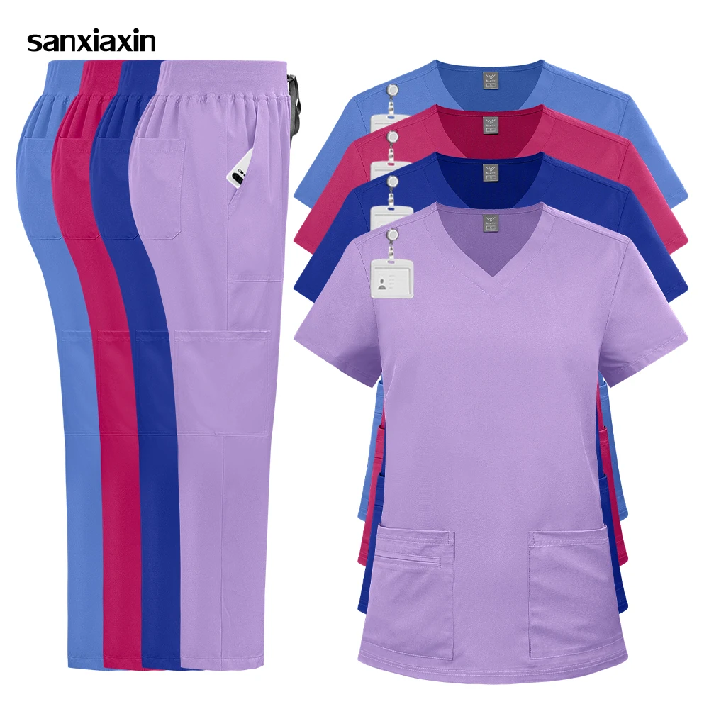 conjunto-de-uniformes-de-enfermagem-femininos-em-promocao-blusas-e-calcas-retas-para-clinicas-veterinarias-e-hospitais-–-roupa-medica-elastica-feminina