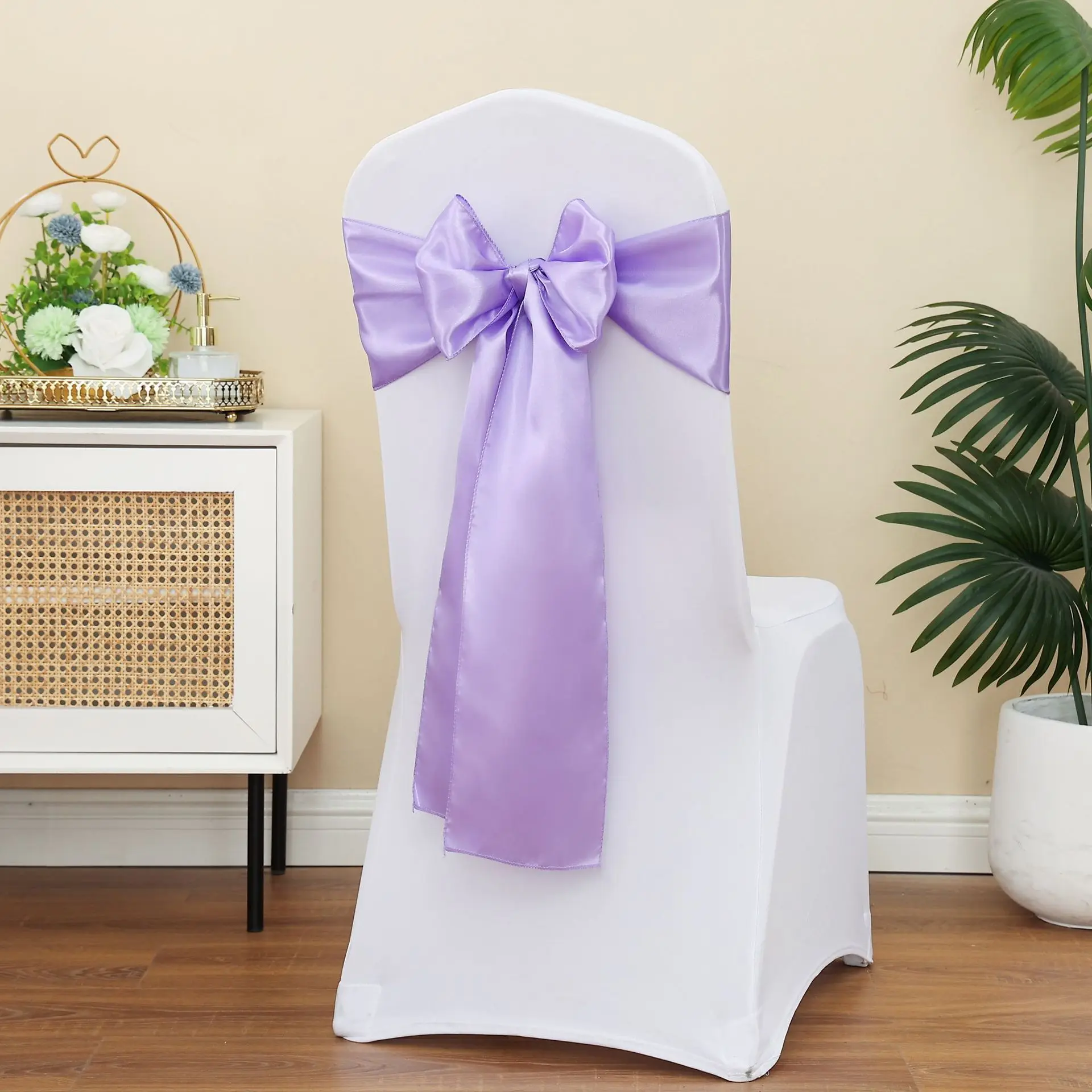 

10pcs Satin Chair Sashes Rose Gold Ties Upgraded Chair Ribbons Bows for Wedding Banquet Party Christmas Baby Shower Decoration