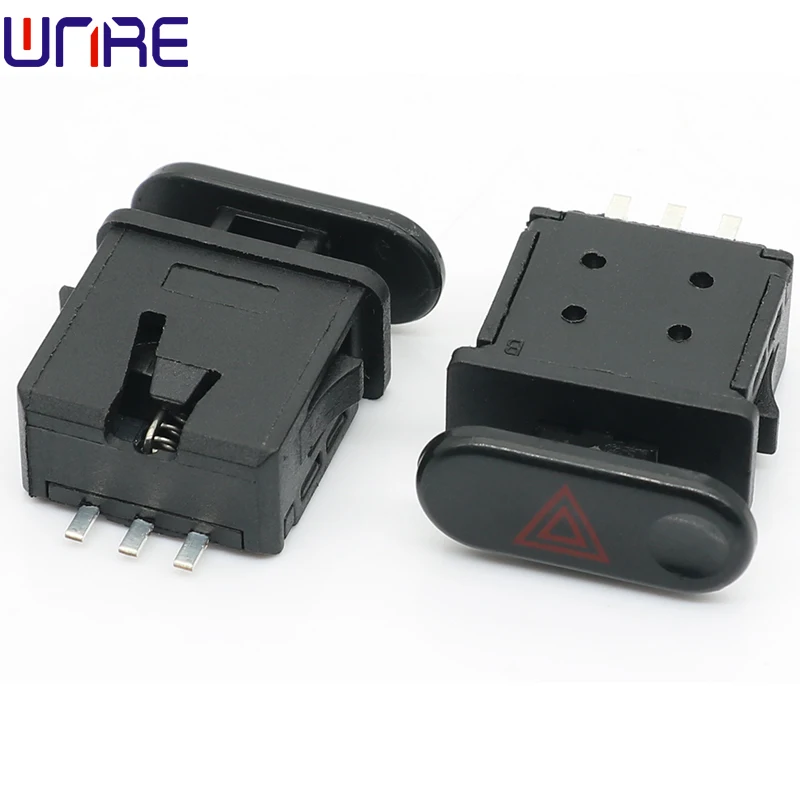 DDCAN-17 Hazard Alarm Double Flashing 3Pin Self-locking Button Power Switch Electric Vehicle Switch Accessories Button 10Pcs