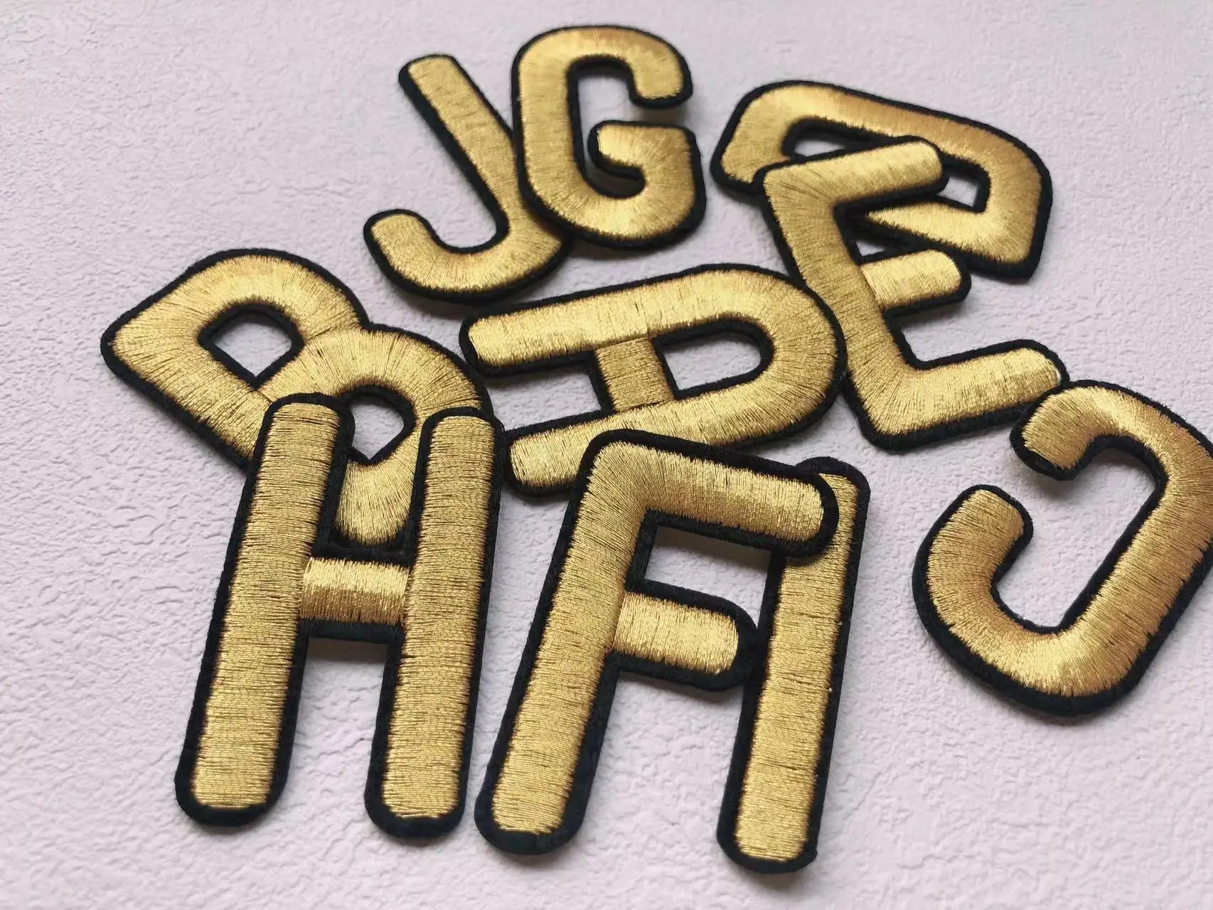 Gold Letters Patch Alphabet Embroidered Applique  Letters iron on Patches