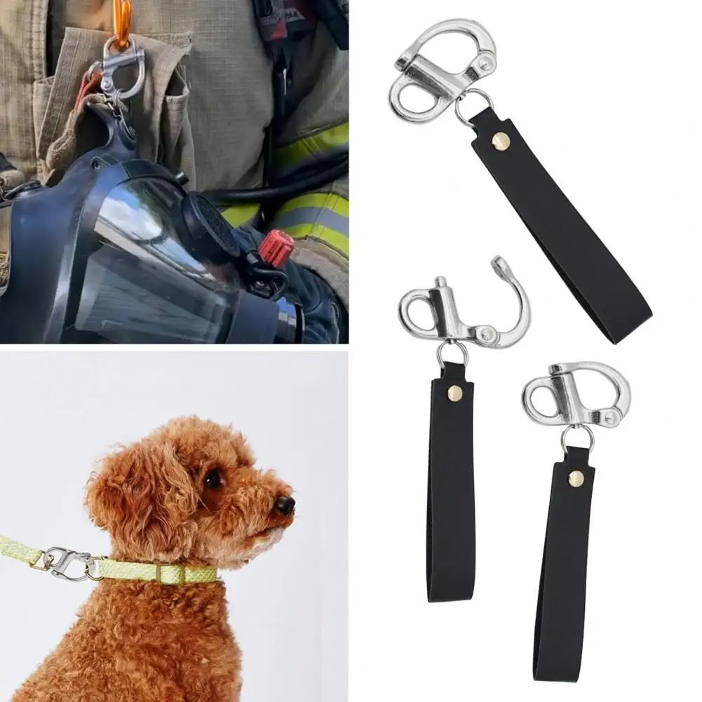 Sturdy Material Lanyard Release Firefighter Quick Release Shackle Set with Leather Handle 1000kg Load Capacity for Emergency