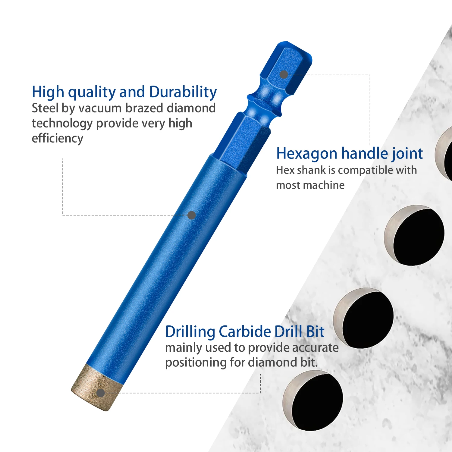 High-grade diamond grain Coated Drill Bit Tile Marble Glass Ceramic Hole Saw Drilling Bit For Ceramic Tile Drilling