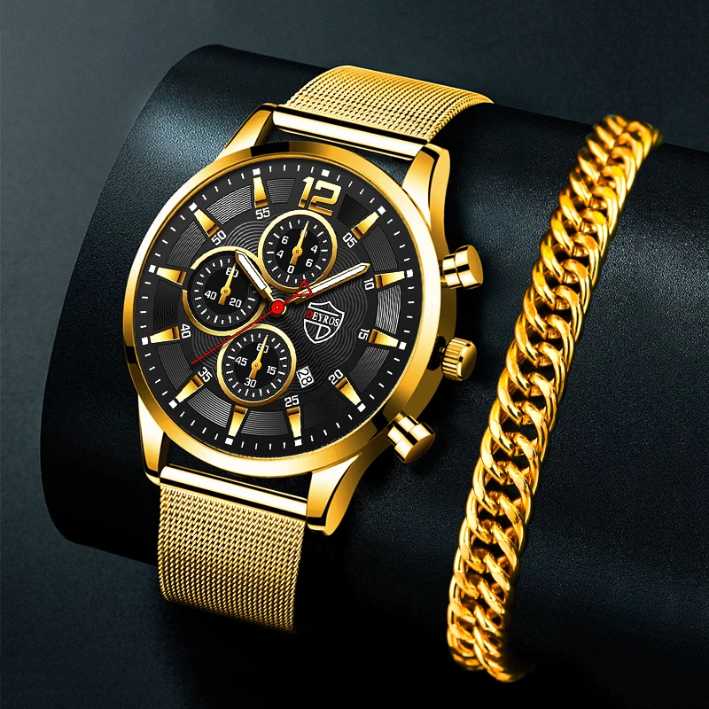 

Fashion Men's Watches Calendar Date Luminous Clock Men Bracelets Stainless Steel Mesh Belt Quartz Wristwatch relogio masculino