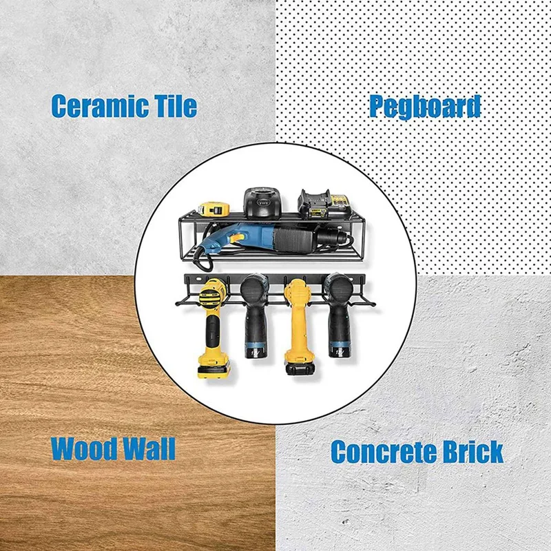 TOP 2X Power Tool Organizer Drill Storage Rack Shelf Wall Mounted Heavy Duty Power Drill Holder For Drill Charging Station