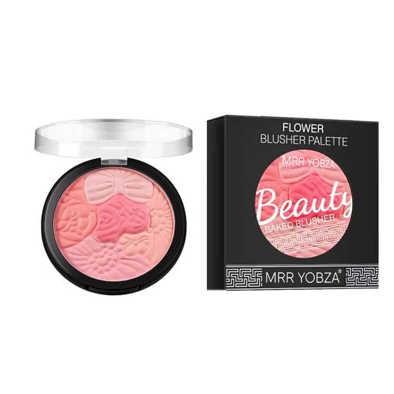 5 Flower Embossed 5 Tones Blush for Highlight Bronzer Face and Blusher Shimmer Makeup