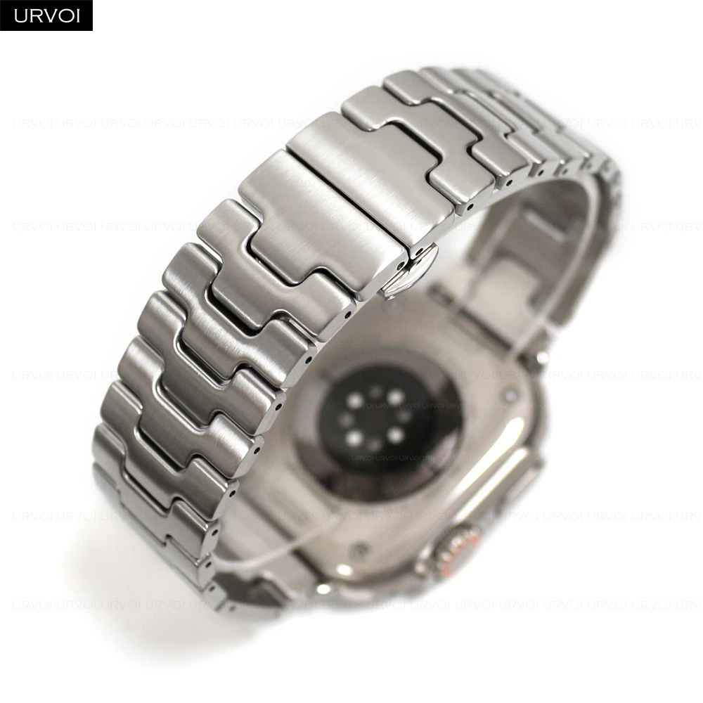 URVOI link bracelet for Apple Watch Ultra 2 Series 10 9 8 7 6 5 Satine Grand H  stainless steel strap for iWatch butterfly clasp
