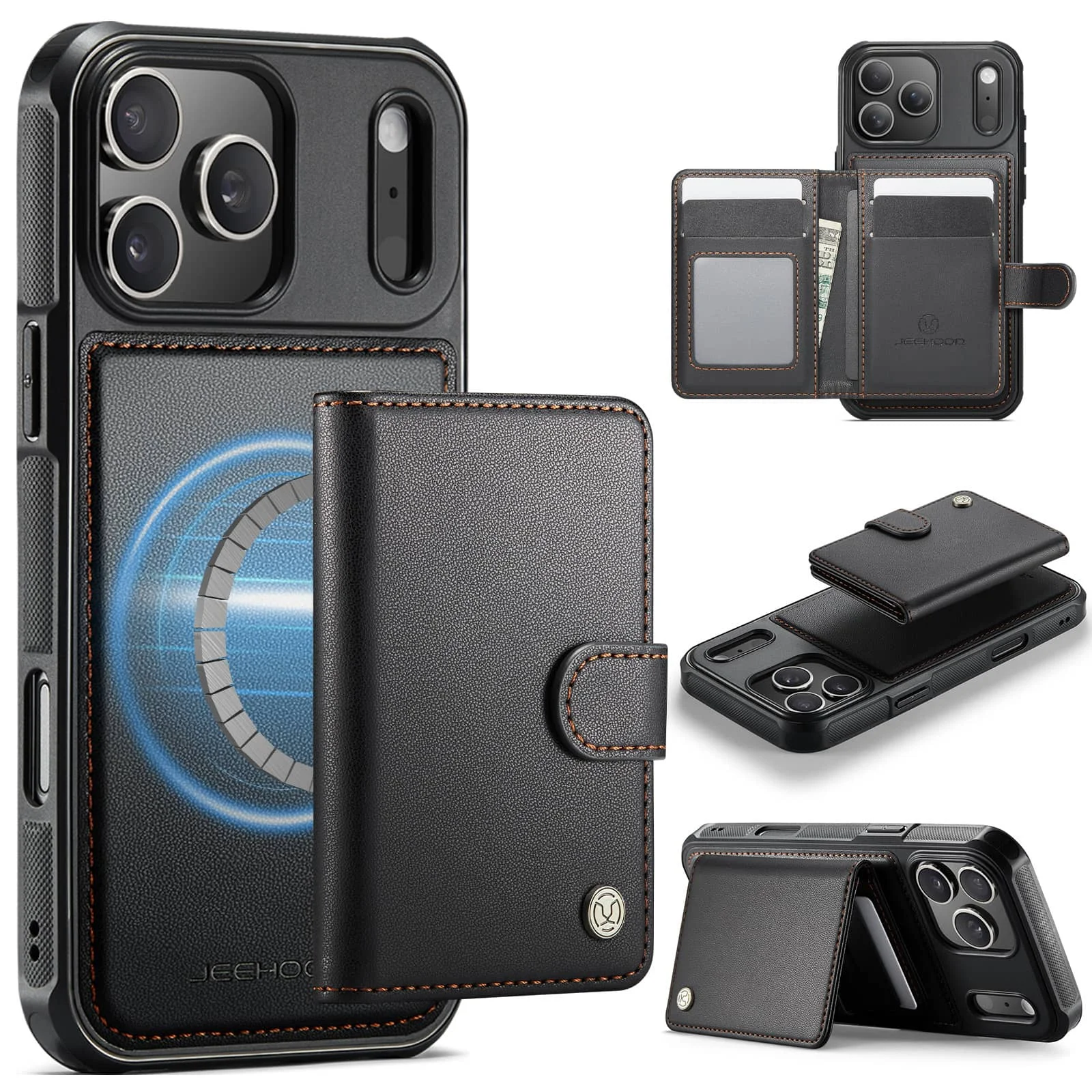 

Чехол-кошелек, совместимый с iPhone 17 16 Pro Max, съемный магнитный держатель для карт 2 в 1, блокировка RFID, противоударный чехол премиум-класса