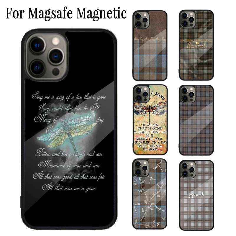 Outlander Fraser Tartan Plaid Sassenach Magnetic Phone Case For iPhone 16 15 14 Plus 13 12 11 Pro Max Magsafe Wireless Cover