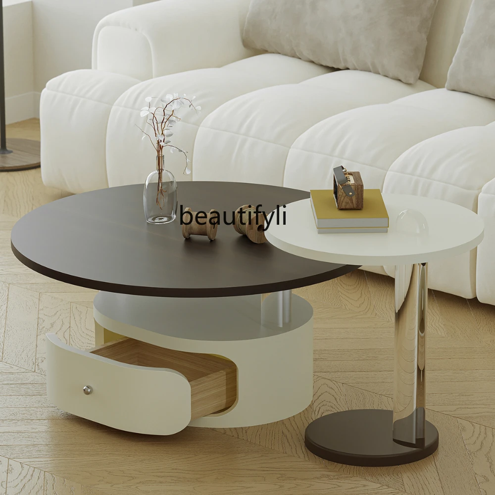 

Cream Style Suspended Coffee Table Small Apartment Living Room Home Creative Size round Combination