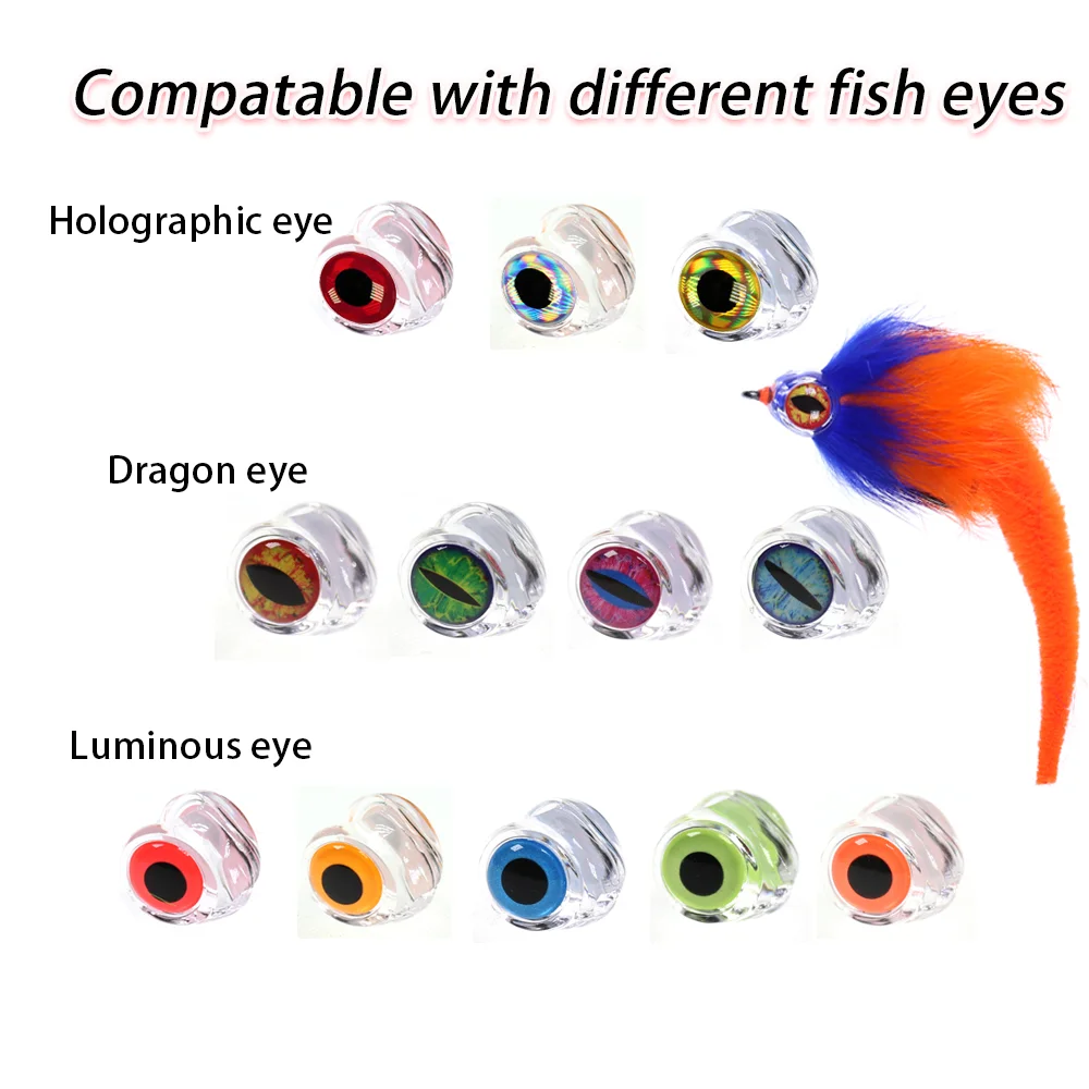 Vampfly Clear Fluoro Epoxy Fish Mask With 3D Fisheyes Streamer Saltwater Flies Fly Tying Material For Pike Bass Trout Fishing