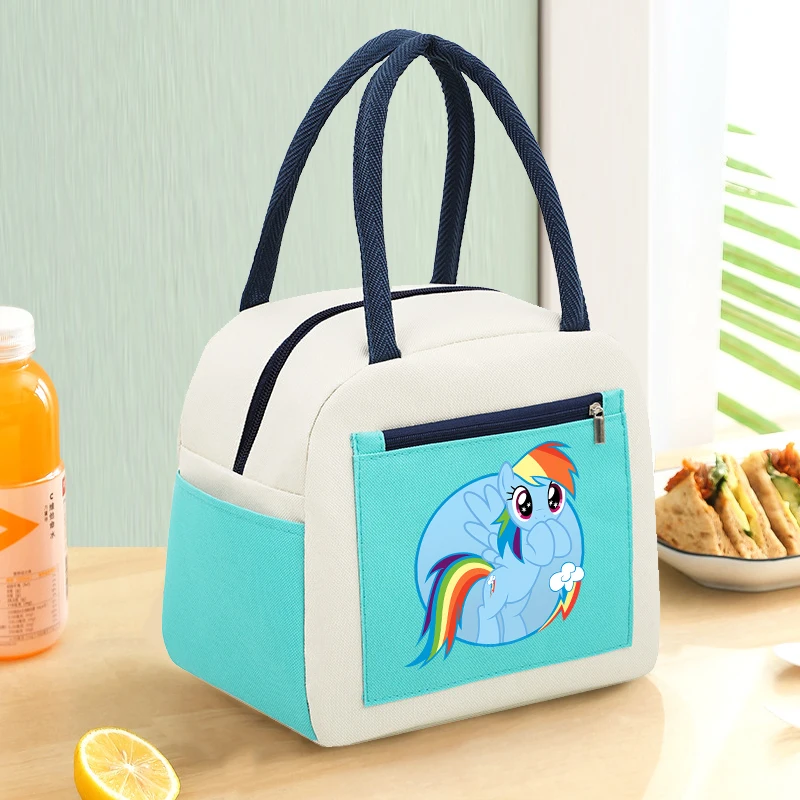 My Little Ponys bambini Cute Lunch Bag Kid Cartoon Casual Food Insulation Bags Anime Printed Large Capacity Handbag Kawaii Gift