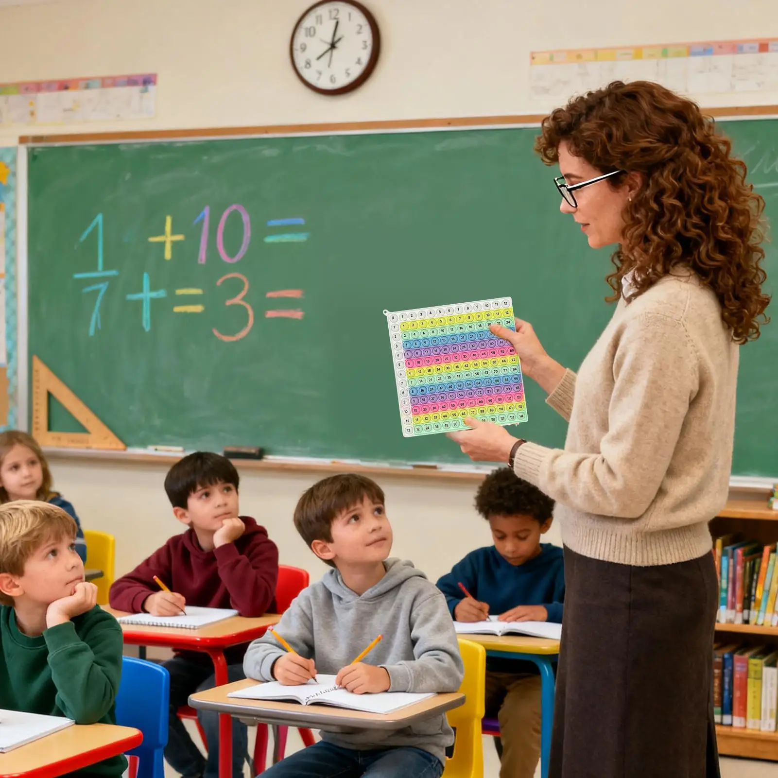 Math Fidget Toy Multiplication Press Chart Educational Games Silicone Rainbow Math Table Game For Students Toddler Kids Boys