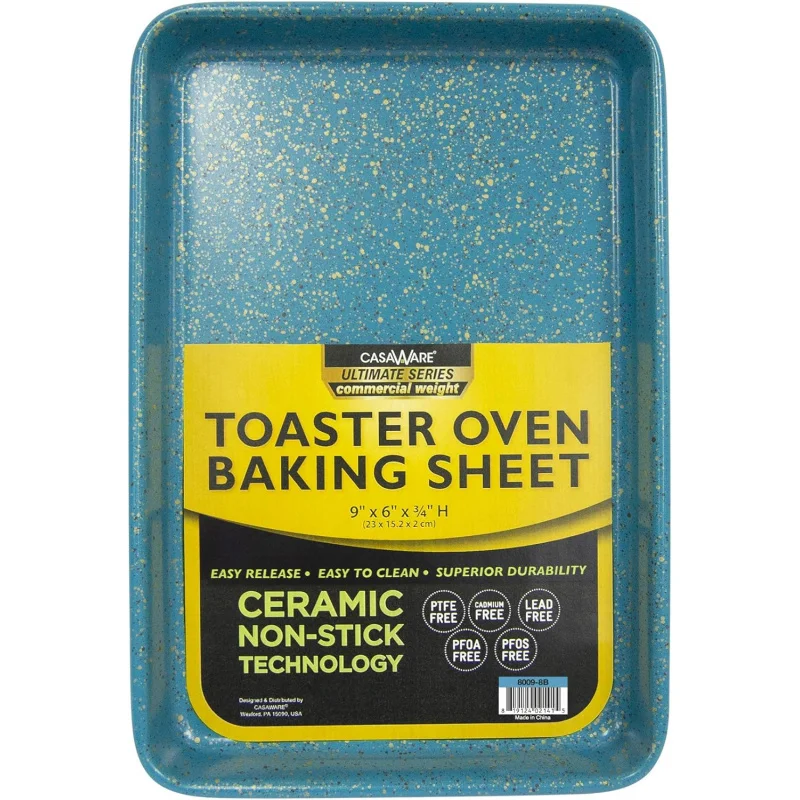 Blue 9 x 6 x 0.75-Inch Toaster Oven Ultimate Series Commercial Weight Ceramic Non-Stick Coating Baking Pan