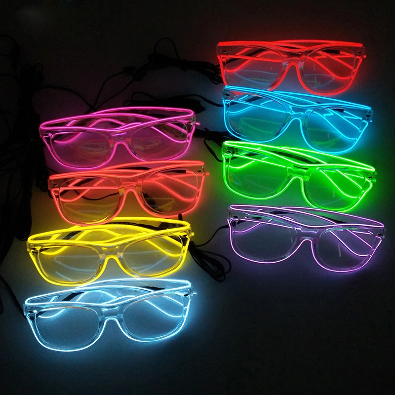 1PC Flashing EL Wire Transparent LED Glasses Luminous Party Lighting Classic Novelty Gift Bright LED Light Up Party Glasses