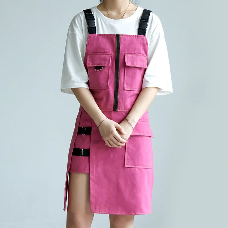 Fashion Apron Kitchen Restaurant Barber Bakery Cake Shop Canvas Overalls Flower Shop Black White Man Woman Multifunction Apron