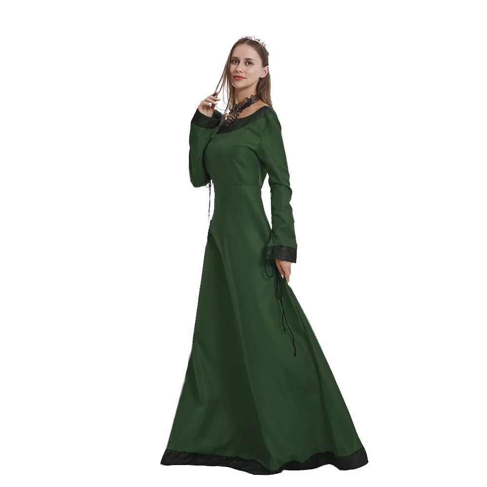 Halloween Women's Retro Palace Dress Long Sleeve Cosplay Victorian Medieval Costume Royal Noble Carnival Party Performance Suit