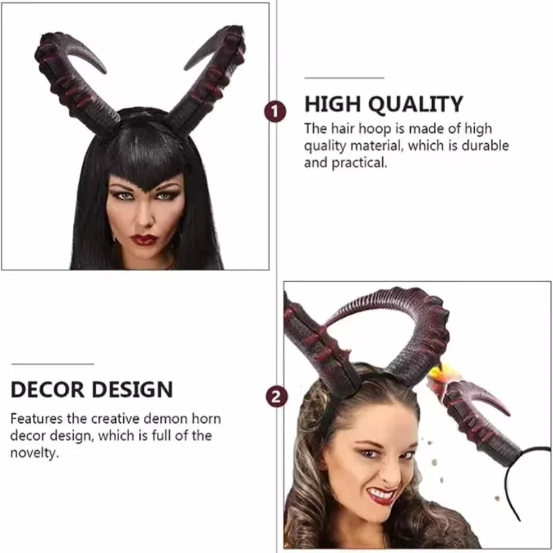 Accessoires de Costume de ixde Carnaval pour Femme, Corne de Démon Noire, Pièce de Sauna, Diables Gothiques, Cornes de Bœuf Sexy, Vêtements d'Halloween