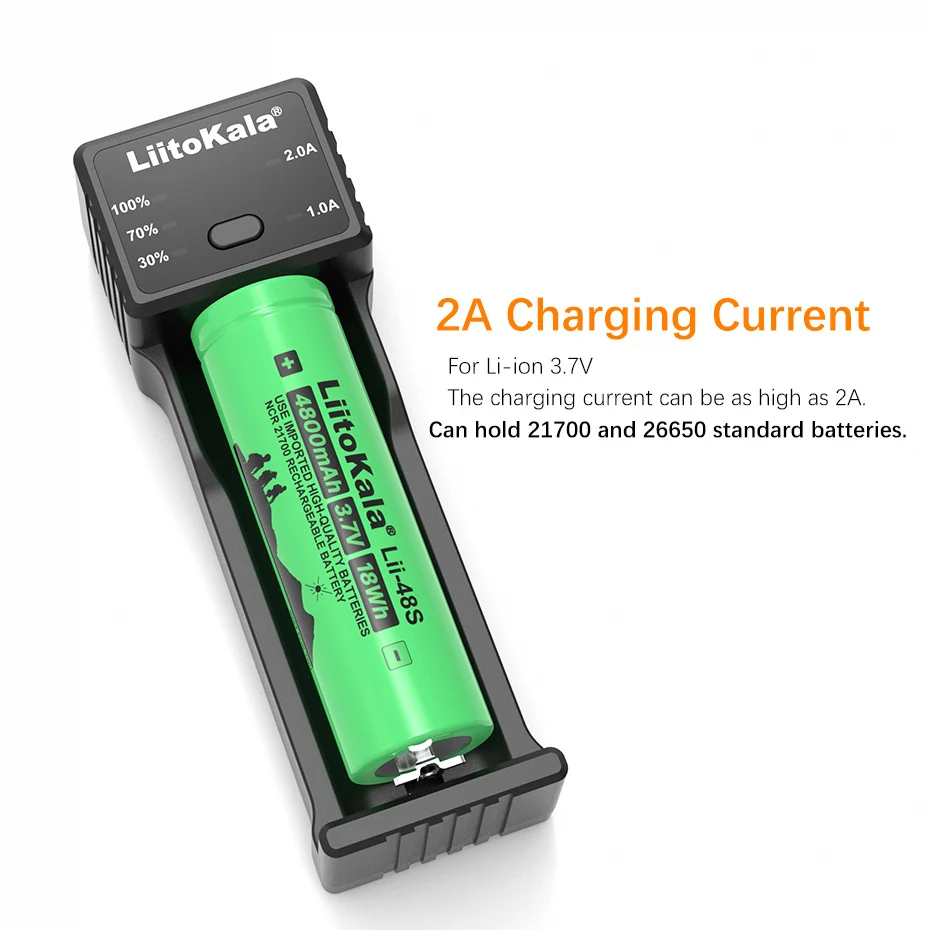 LiitoKala-شاحن بطارية قابل للشحن ، شحن سريع ، خرج USB ، 3.7 فولت ، 18650 ، 18350 ، 26650 ، 1.2 فولت ، AA ، AAA ، ni-mh ، C ، 2A ، Lii-100C ، 21700