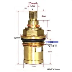 45mm 50mm 52mm Brass Faucet Cartridge Tap Valve Core Water Tap Valve Single Thread Cold or Hot Water Faucet Repair Parts