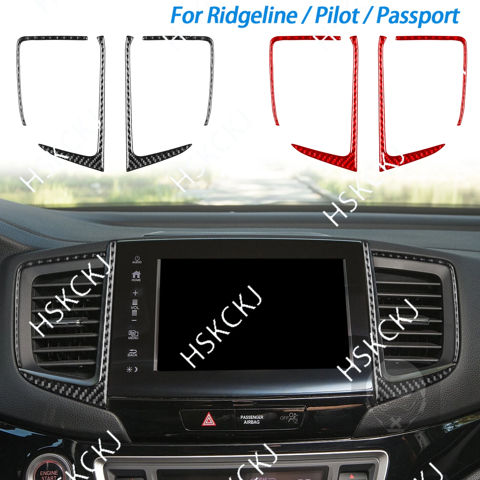 

For Honda Ridgeline Pilot Passport Car Accessories Carbon Fiber Central Air Outlet Vent Interior Cover Trim Modified Sticker