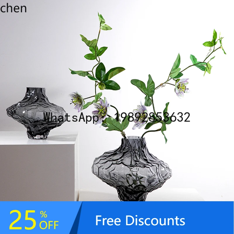 

Irregular Valley Pattern Glass Vase Decoration Dining Table Living Room Ornament Canyon Irregular Rock Vase