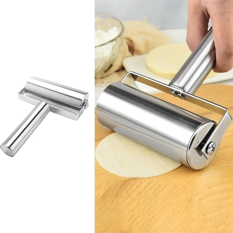 

Скалка из нержавеющей стали с двойной головкой, антипригарный валик для теста для пельменей, лапши, пиццы, пирогов, инструменты для выпечки, кухонные аксессуары