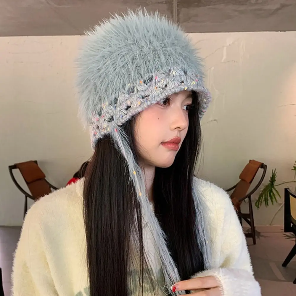 لينة INS نمط البلوز قبعة مختلط اللون الأشرطة سدادات حماية الأذن منفذها القبعات كبير رئيس الباردة مقاومة قبعة النساء الفتيات البكر