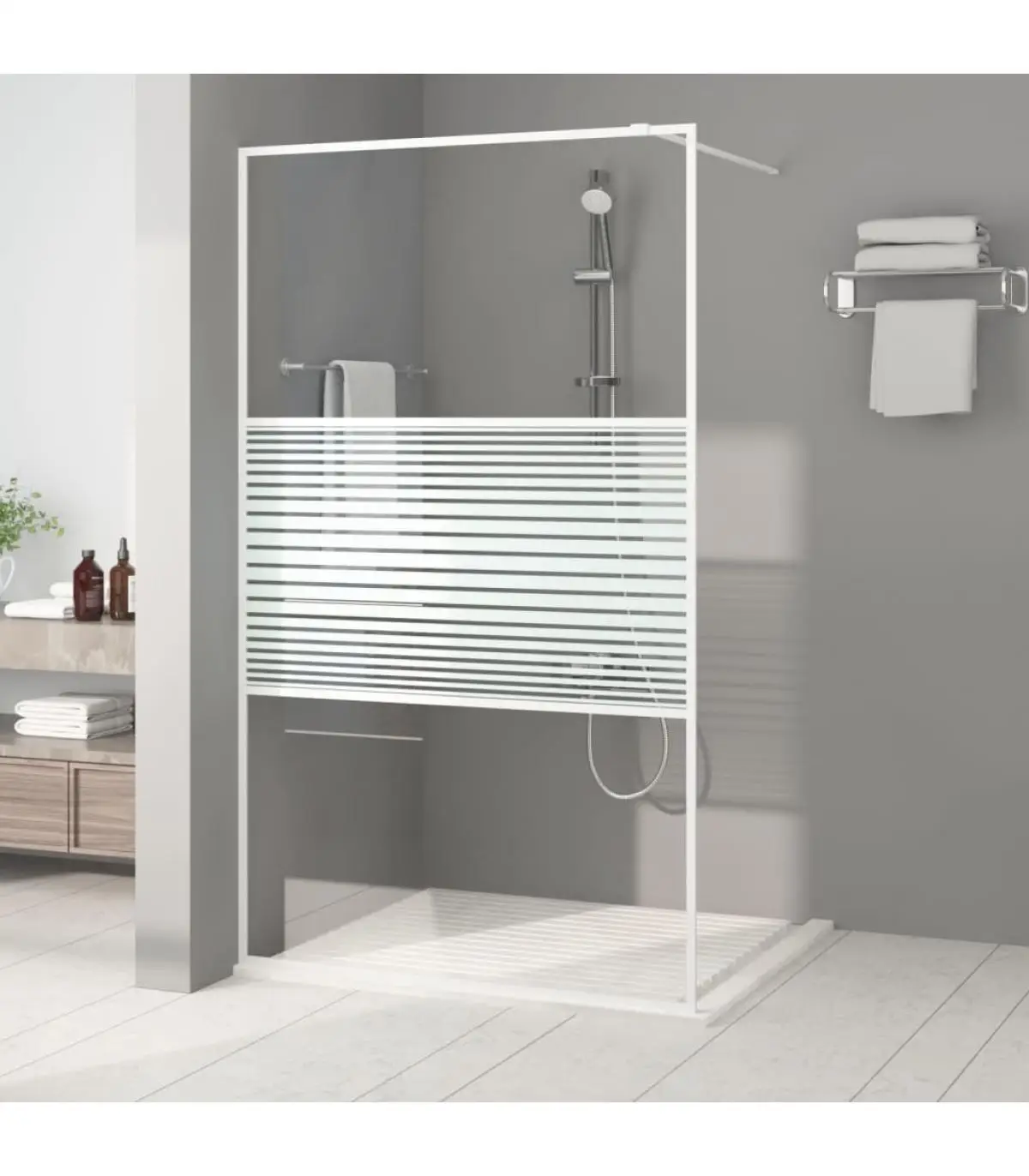 Shower walls and screens 115x195 cm white transparent ESG glass shower screen