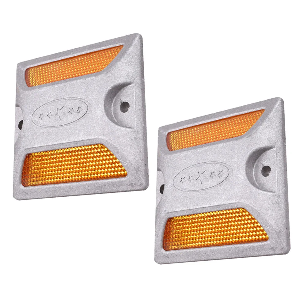 

2 Pcs Road Studs Reflector Light Reflective Casting Signs Pavement Markers Flashing Security Accessories