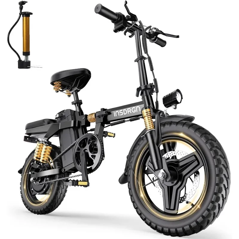 

INSDRGN 14" Folding Electric Bike for Adults, Peak 1500W Motor,20MPH Max Speed,48V 16Ah Removable Battery Electric Bike